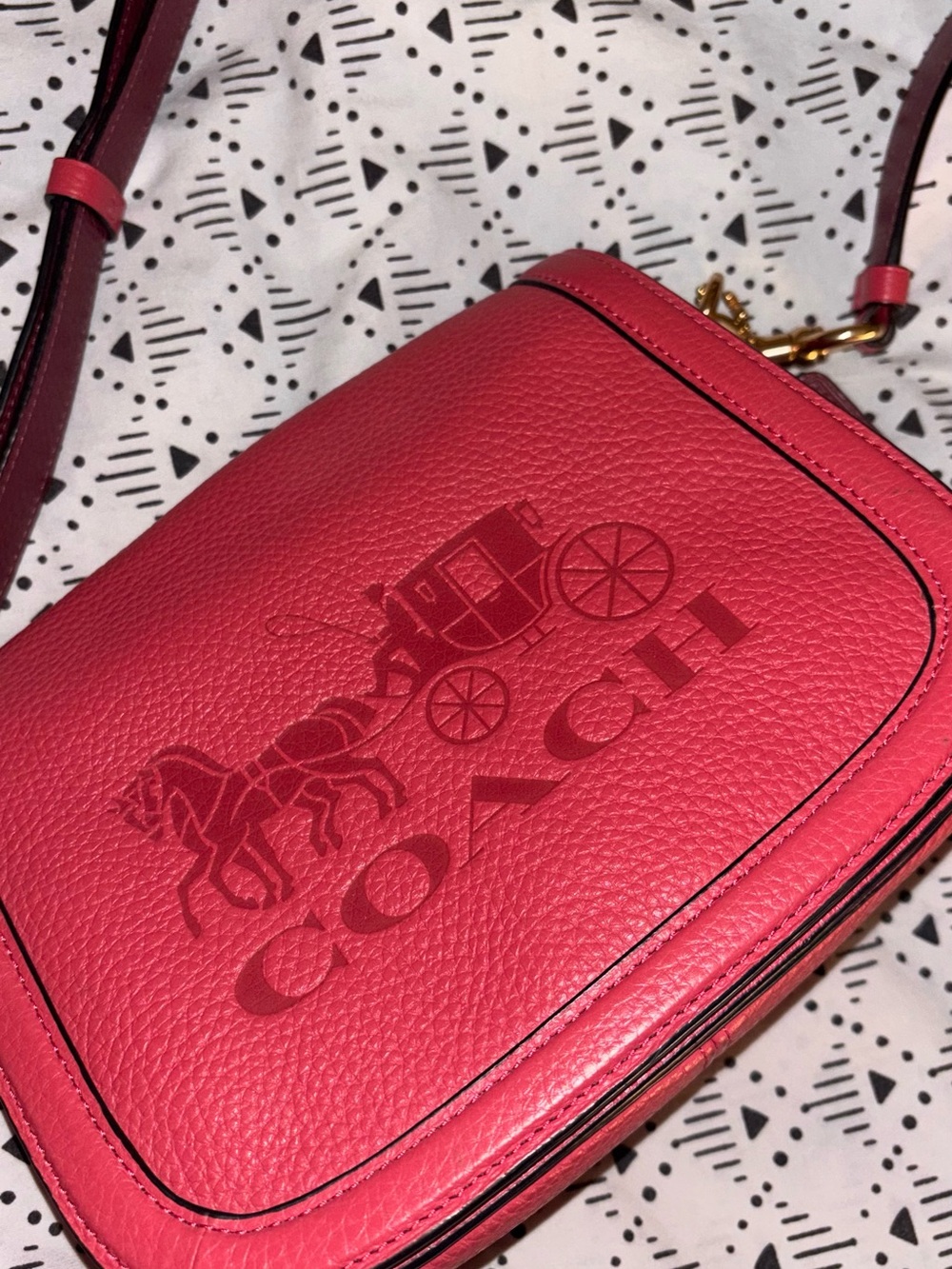 Coach Pink Pebbled Leather Signature Crossbody Bag